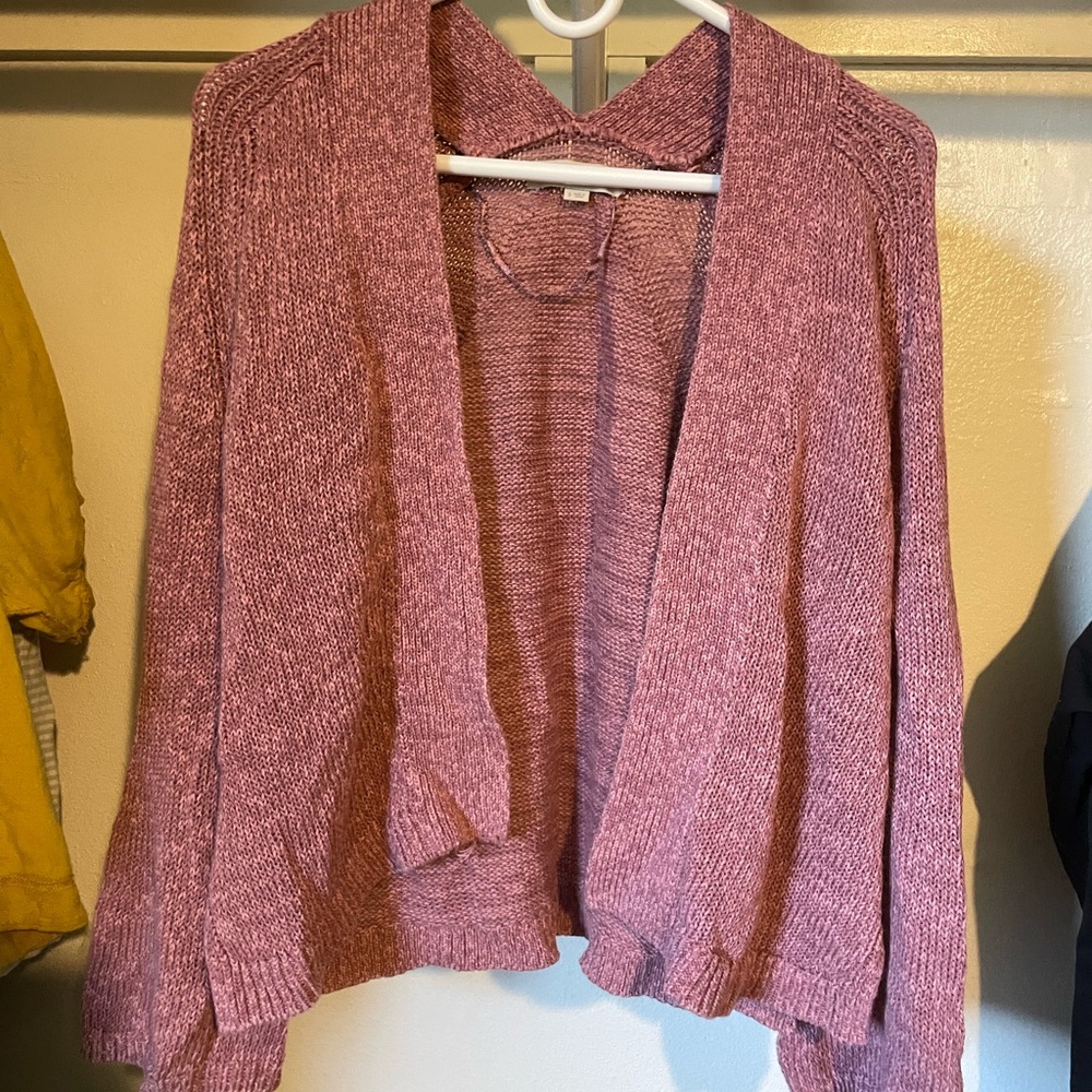 LOFT Mauve Open-Front Cardigan